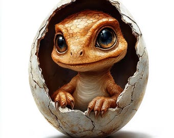 Baby Dinosaur Hatching Clipart: Watercolor Dinosaur Egg (Digital Download)