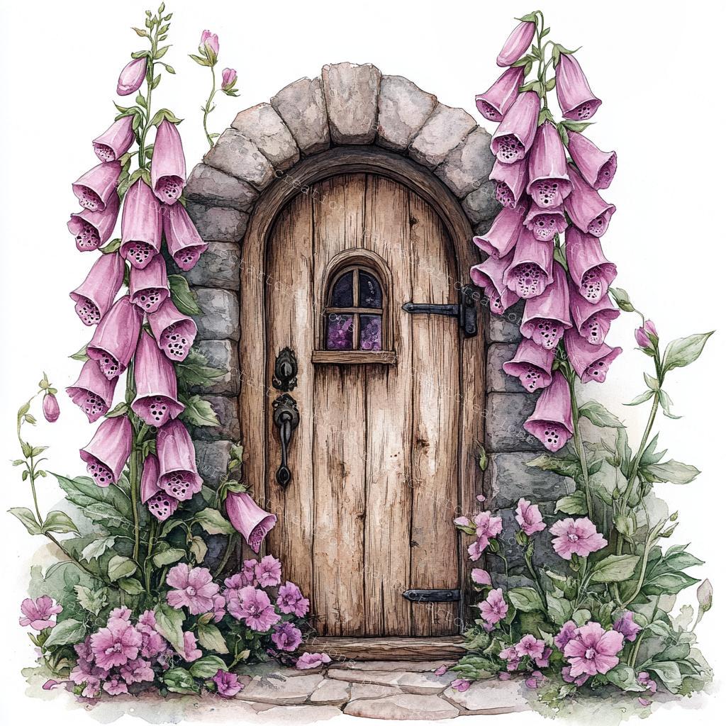 17 Floral Door Clipart, Cozy Fairy Door, Wooden Doors, Various Fairy ...