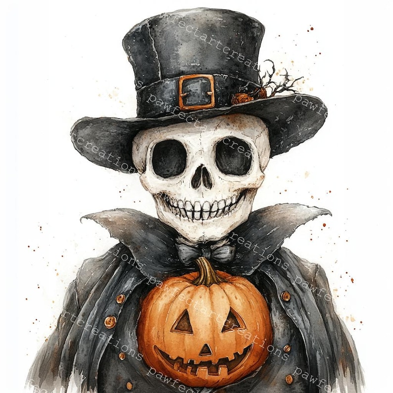 10 Funny Halloween Skeleton Clipart, Skull Dance, Skeleton Dance, Printable Watercolor,High-Quality JPGs, Junk Journal, Digital Craft