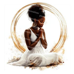 12 afro vrouwen in gebed clipart, vrouwen van geloof, religieuze clipart, afdrukbare aquarel, hoogwaardige jpg's, junk Journal