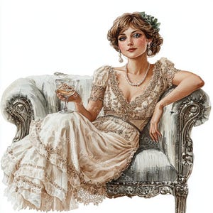 10 Flapper Girl Clipart, Flapper anni '20, Vintage, Bellezza retrò, Acquerello stampabile, JPG di alta qualità, Papercraft, Junk Journal, Arte murale