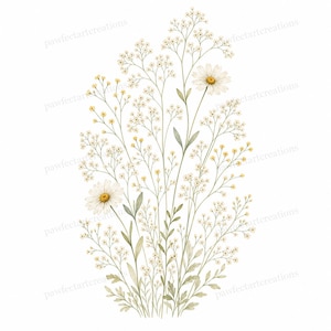 20 Pastel Wildflower Panels Clipart, Wedding Stationery and Journal Borders, Watercolor JPG, Digital Download, Commercial Use