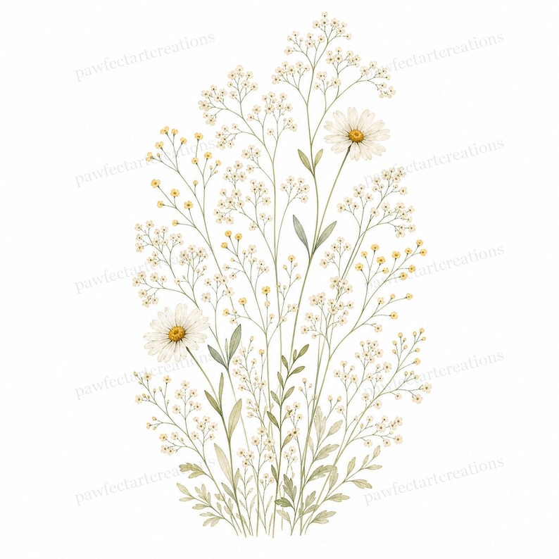 20 Pastel Wildflower Panels Clipart, Wedding Stationery and Journal Borders, Watercolor JPG, Digital Download, Commercial Use
