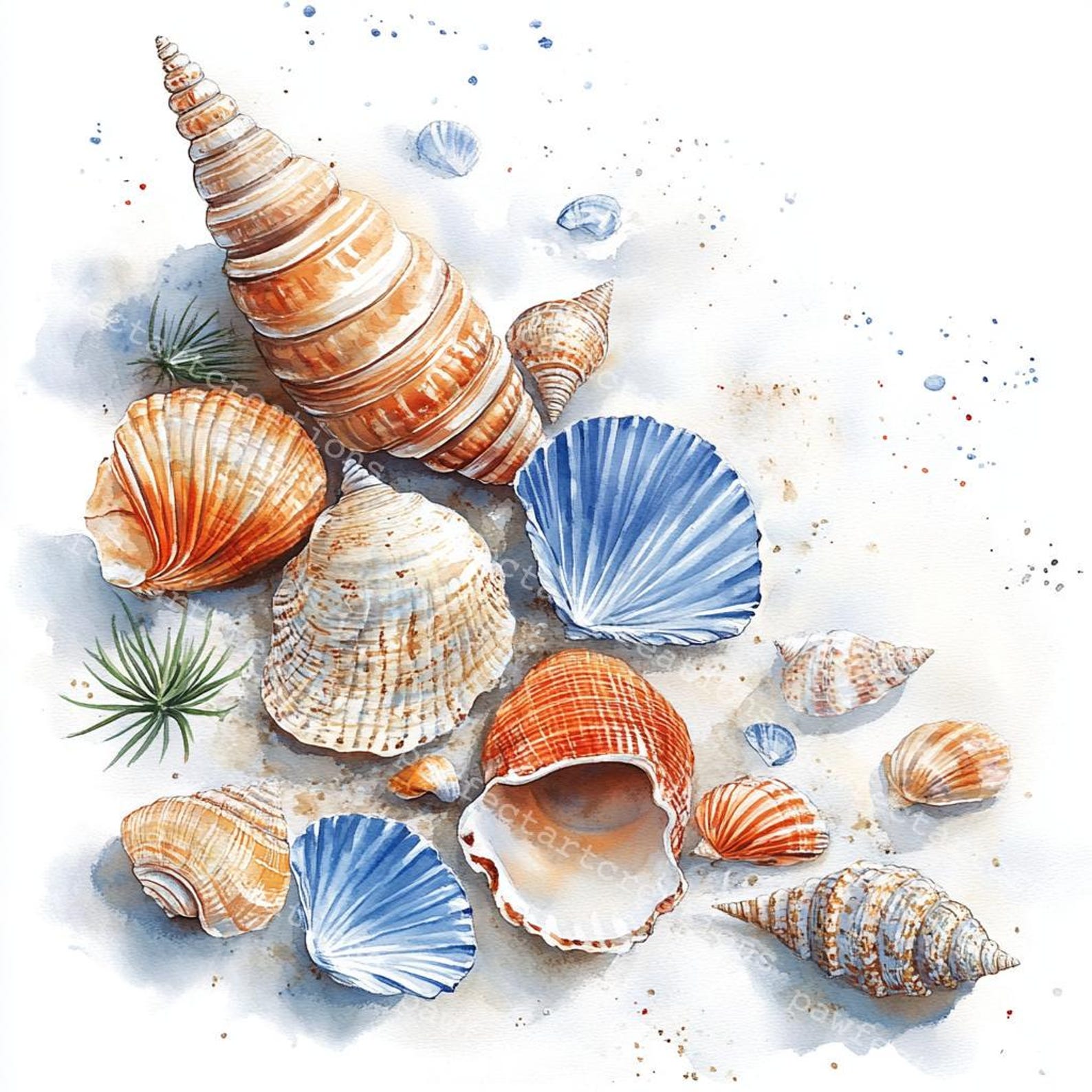 Junk Shells Seashell Clipart: Coastal Watercolor Shells for Junk Journals (digital ...