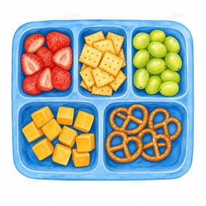 20 kleuterschool snack lade clipart, kleuterschool partij ambachten aquarel jpg's, digitale download, commercieel gebruik