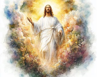 Jesus Christ Clipart: Easter Resurrection Watercolor Art (Digital Download)