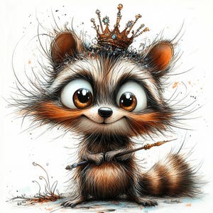 11 Funny Quirky Raccoon Clipart, Cute Raccoon, Printable Watercolor, High-Quality JPGs, Papercraft, Junk Journal, Digital Craft, Card Making