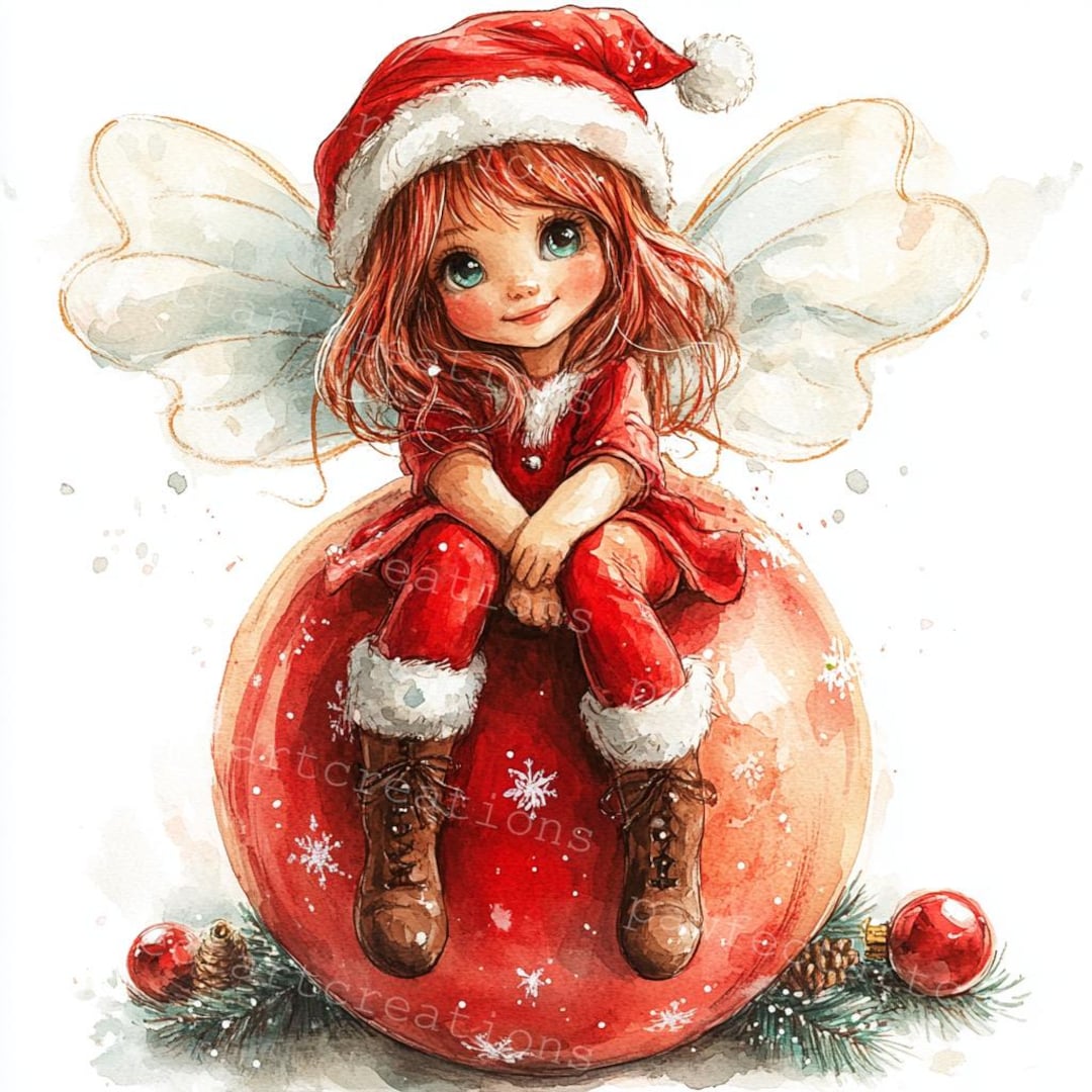 水彩画「クリスマス人形」 クリスマスの妖精のクリップアート：水彩画のサンタ、ジャンク