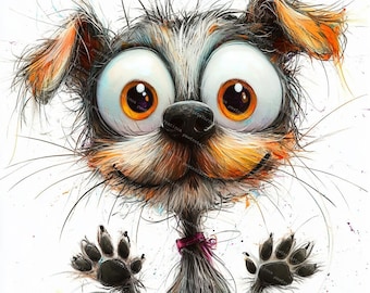 12 Funny Quirky Dog Clipart, Cute Dog, Quirky Frazzled Dogs, Printable Watercolor, High-Quality JPGs, Papercraft, Junk Journal,Digital Craft