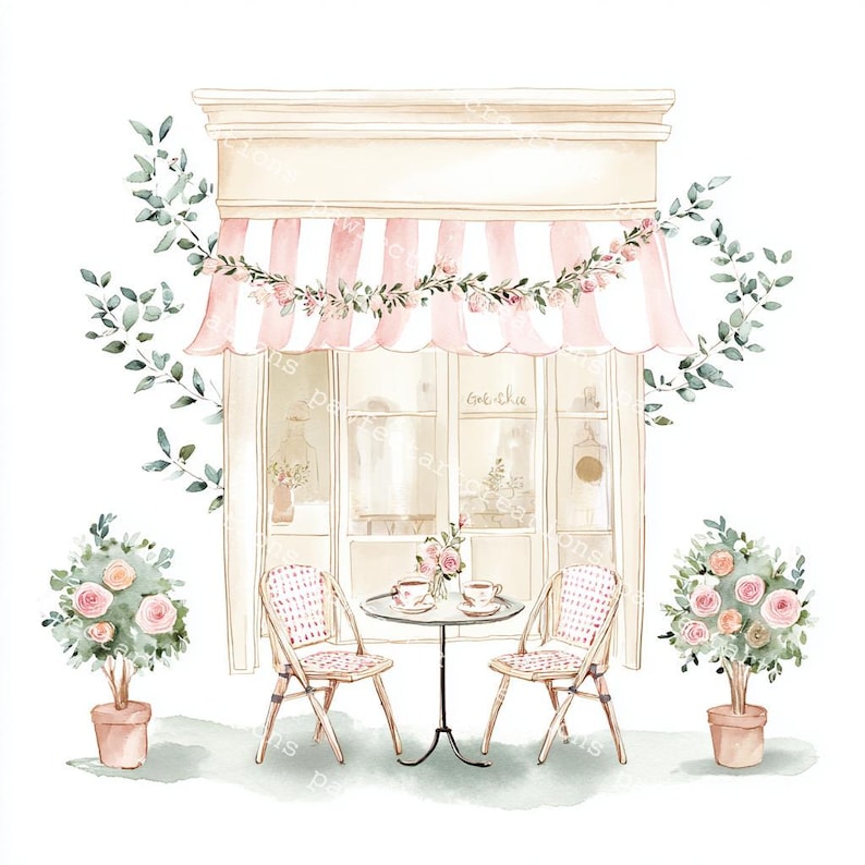 24 Cute Paris Cafe Clipart, Parisian Cafes, Paris Travel Art, Printable Watercolor, High-Quality JPGs, Papercraft, Junk Journal