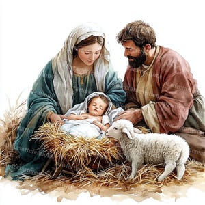 10 imágenes prediseñadas de la escena de la natividad, Feliz Navidad, escenas navideñas, tarjeta navideña, acuarela imprimible, archivos JPG de alta calidad, manualidades de papel, diario basura