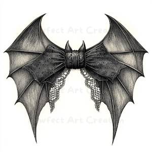 10 Halloween Nietoperz Koronkowa Kokarda Clipart,Gotyckie Skrzydła Nietoperza z Koronkową Kokardą,Drukowalna Akwarela, Wysokiej Jakości JPG, Papierowe Rzemiosło, Dziennik Śmieci, Sztuka Ścienna