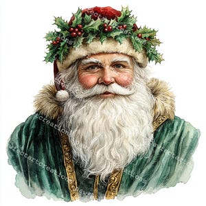 10 Viktorianische Weihnachtsmann Clipart, Weihnachtsgrafiken, Festliche Weihnachtsmann Clipart, Druckbares Aquarell, Hochwertige JPGs, Papierkraft, Junk Journal