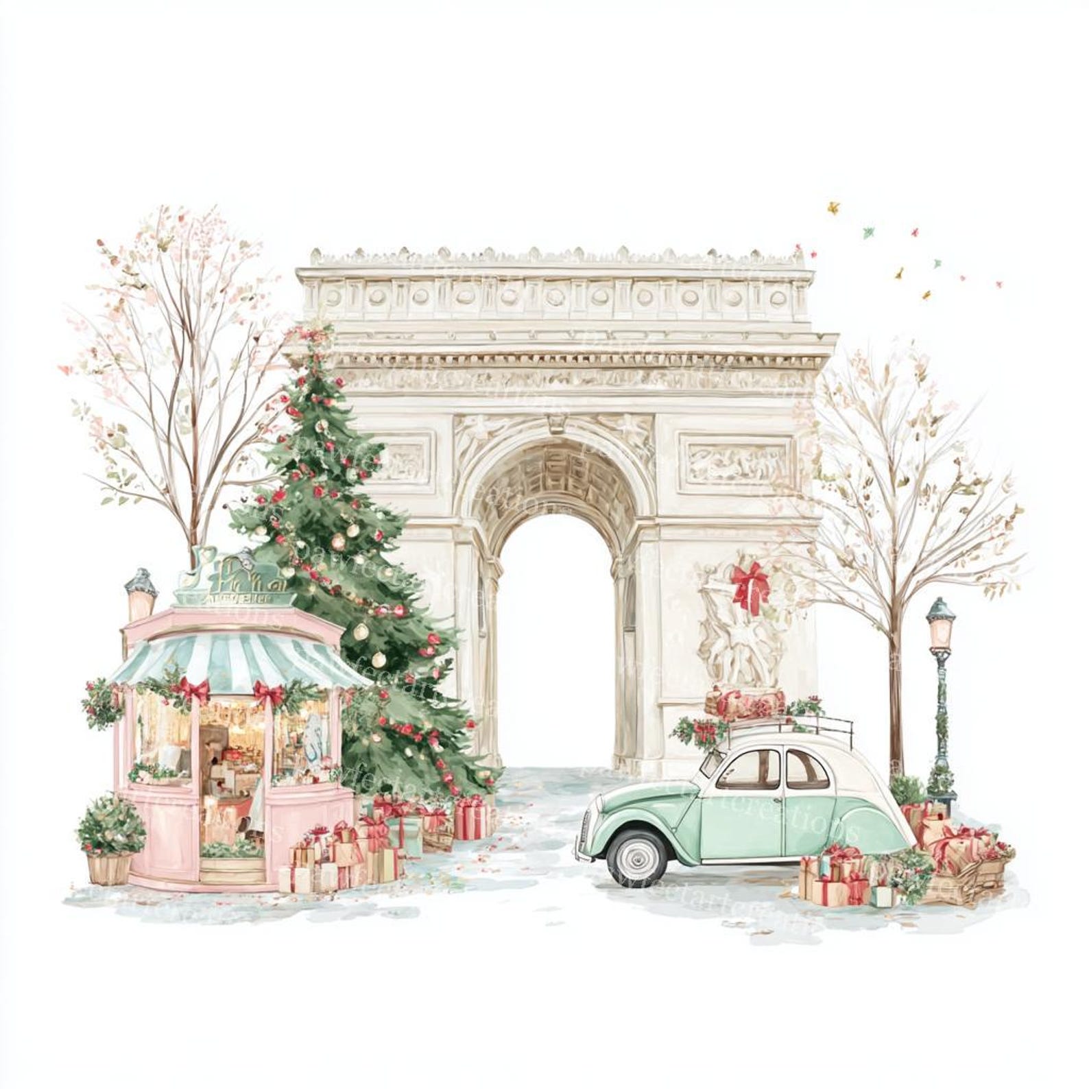 24 Christmas in Paris Clipart, Cute Paris Clipart, Paris Travel Art ...