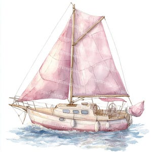 Watercolor Sailboat Clipart: Colorful Boat Illustrations (Digital Download)