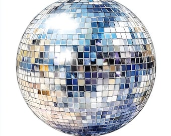 Disco Ball Clipart: Retro Party Watercolor JPGs (Digital Download)