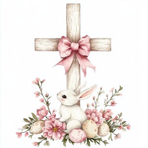 10 Páscoa Cruz Com Coelho Clipart, Páscoa Clipart, Páscoa Cruz Ovo, Aquarela Imprimível, JPGs de Alta Qualidade, Papercraft, Junk Journal