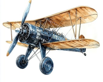16 imágenes prediseñadas de aviones antiguos, avión antiguo, acuarela imprimible, JPG de alta calidad, diario de manualidades en papel, manualidades digitales