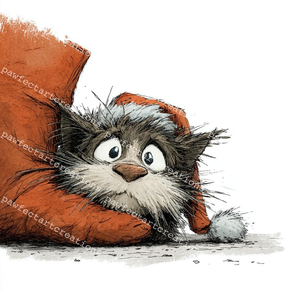 20 peculiares imágenes prediseñadas de gatos navideños: gatito gracioso,  gato con gorro de Papá Noel, amante de los gatos, tarjeta navideña,  acuarela imprimible, JPG de alta calidad - Etsy México, image size:1024x1024