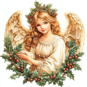 10 cliparts ange de Noël, carte de Noël, décoration de Noël, aquarelle imprimable, fichiers JPG de haute qualité, carnet de voyage Papercraft, créations numériques