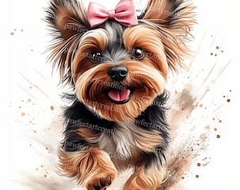 10 clipart fofos de yorkshire terrier, yorkshire terrier engraçado, cachorro engraçado, aquarela para impressão, JPGs de alta qualidade, artesanato em papel, diário de sucata, artesanato digital