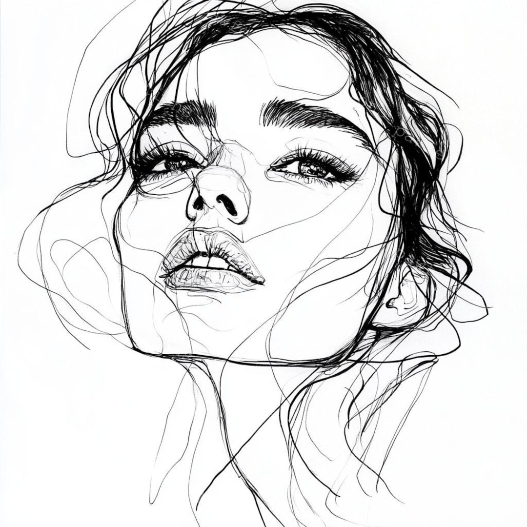 女性の顔の線画アート 1980年サイン入り il_1080xN.6290940398_lm8n.jpg