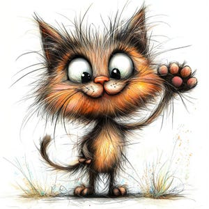 13 clipart engraçados de gatos peculiares, gato fofo, gatos peculiares e irritados, aquarela para impressão, JPGs de alta qualidade, artesanato em papel, diário de lixo, artesanato digital