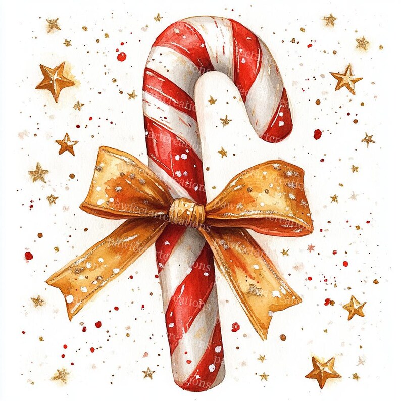 10 Christmas Candy Cane Clipart,Christmas Card, Sweet Christmas,Printable Watercolor,High-Quality JPGs,Papercraft,Junk Journal,Digital Craft