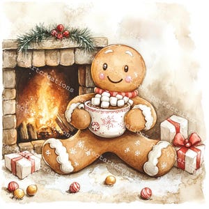 10 imágenes prediseñadas de hombrecitos de jengibre felices, imágenes prediseñadas de jengibre navideño, acuarela imprimible, archivos JPG de alta calidad, manualidades de papel, diario basura