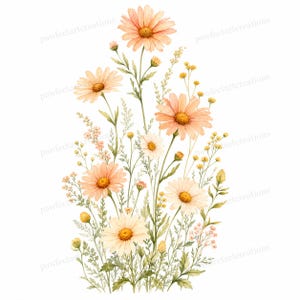 20 Pastel Wildflower Panels Clipart, Wedding Stationery and Journal Borders, Watercolor JPG, Digital Download, Commercial Use