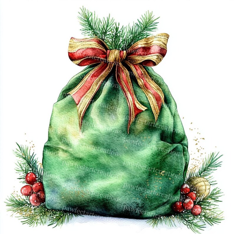 16 Sack With Gifts Clipart, Christmas Clipart, Christmas Card ...