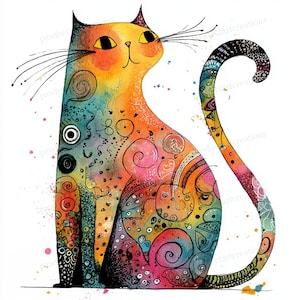 47 Whimsical Doodle Animals Clipart, Colorful Mixed Media Art, Playful Watercolor JPGs, Digital Download, Commercial Use