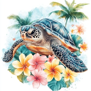 15 Sea Turtle Clipart, Summer Vibe Design, Colorful Tortoise,Printable Watercolor,High-Quality JPGs, Papercraft, Junk Journal, Digital Craft