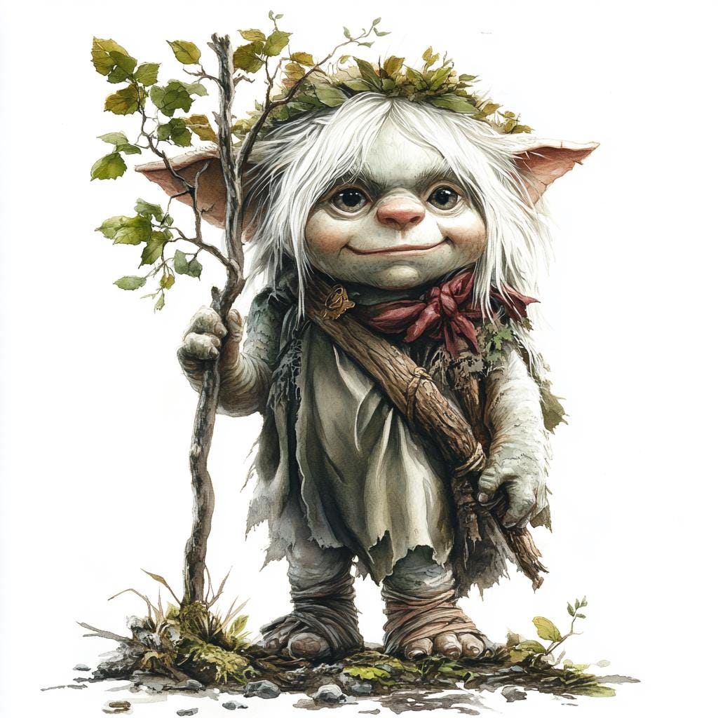 12 Watercolor Troll Clipart: Scandinavian Papercraft (digital