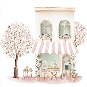 24 Cute Paris Cafe Clipart, Parisian Cafes, Paris Travel Art, Printable Watercolor, High-Quality JPGs, Papercraft, Junk Journal