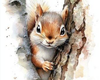 10 かわいいリスののぞき見クリップアート、木から覗く、印刷可能な