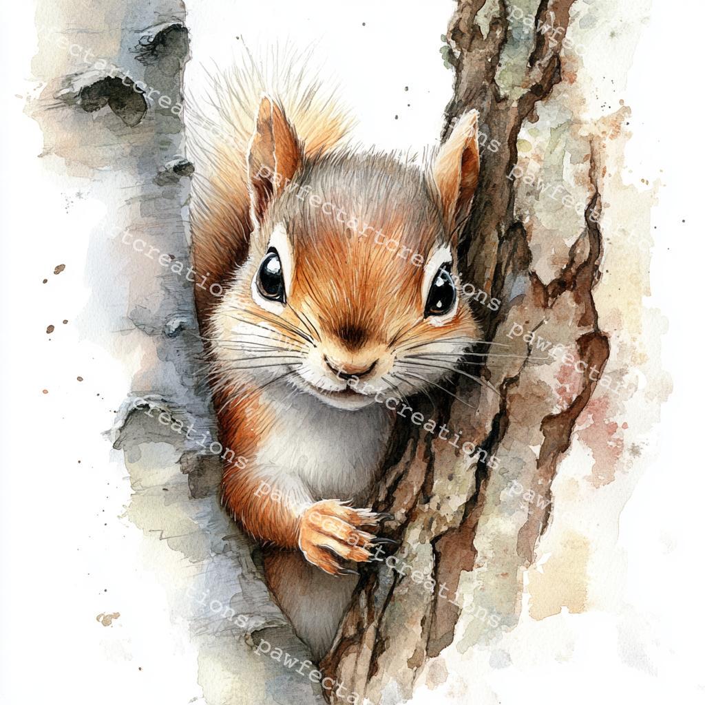 10 かわいいリスののぞき見クリップアート、木から覗く、印刷可能な