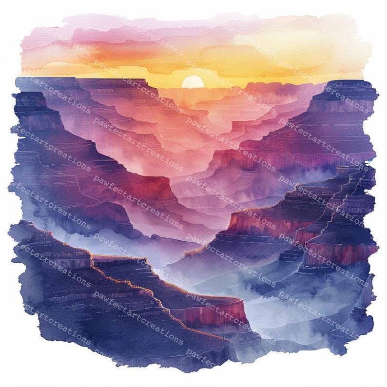 12 Grand Canyon Landscape Clipart, Printable Watercolor Jpgs ...