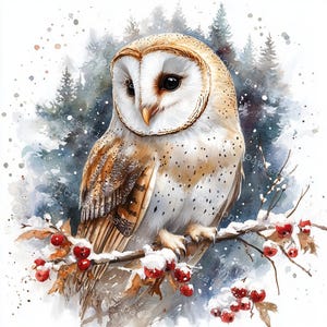 11 Schleiereule Clipart, Schnee Eule, süße Eule, druckbare Aquarelldatei, hochwertige JPGs, Papiermodell, Junk Journal, digitales Basteln