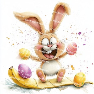 12 Quirky Easter Bunny Clipart, Funny Easter Clipart,Easter Decor Clipart, Printable Watercolor, High-Quality JPGs, Papercraft, Junk Journal
