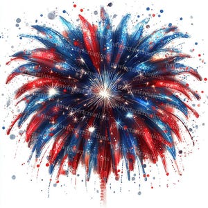 15 Clipart feu d'artifice patriotique, fête de l'indépendance, 4 juillet, art américain, aquarelle imprimable, fichiers JPG de haute qualité, créations en papier, journal indésirable