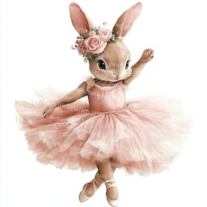 12 Ballerina Hase Clipart, süßes Kaninchen, Blumen Hase,tanzendes Kaninchen,druckbares Aquarell, hochwertige JPGs, Junk Journal, digitales Basteln