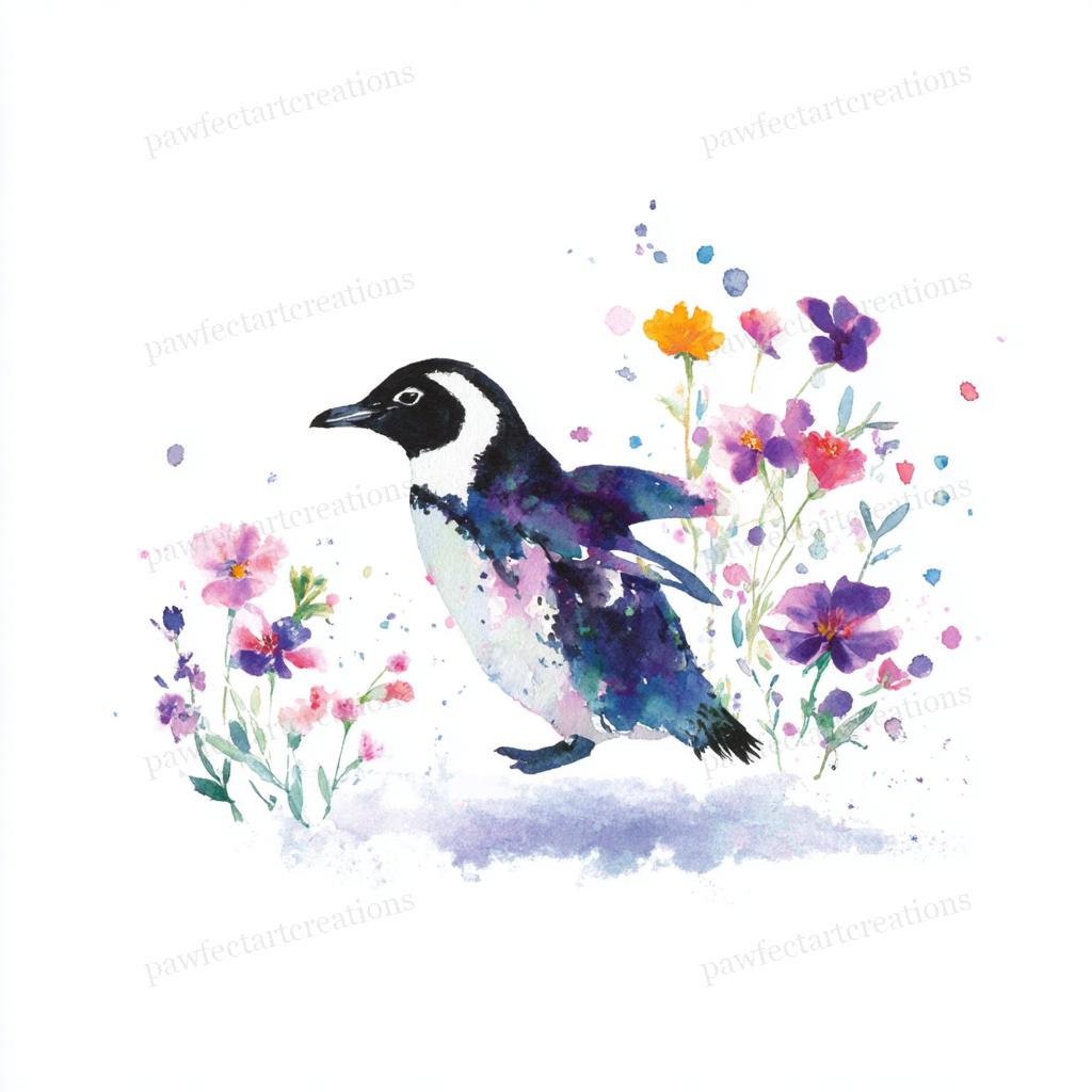 Spring Flower Penguin 20 Spring Penguin Clipart, Cute Baby Penguin Floral Art, Nursery Decor ...