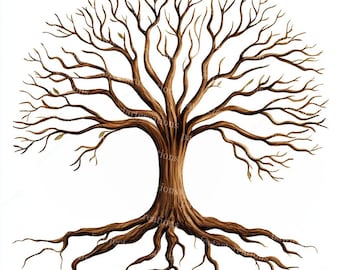 22 Oak Tree Roots Clipart, Oak Family Tree, Tree Of Life, Printable Watercolor, High-Quality JPGs, Junk Journal, Digital Craft