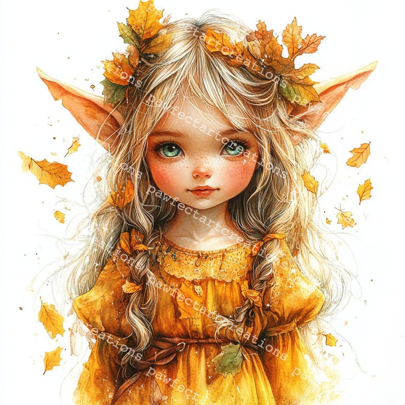 10 Autumn Elf Clipart: Watercolor Fall Elves, Scrapbooking (digital ...