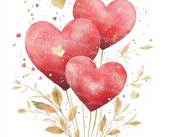 Watercolor Heart Clipart: Valentine's Day Couple Design (digital ...