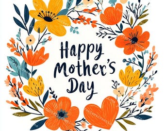 Mother's Day Wreath Clipart: Watercolor Floral JPGs (Digital Download)