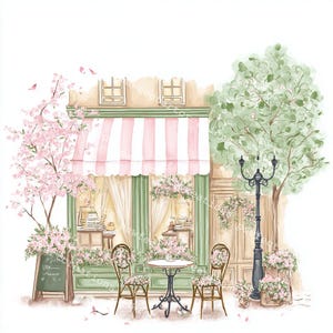 24 Cute Paris Cafe Clipart, Parisian Cafes, Paris Travel Art, Printable Watercolor, High-Quality JPGs, Papercraft, Junk Journal