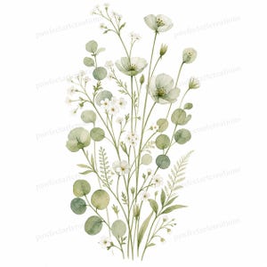 20 Pastel Wildflower Panels Clipart, Wedding Stationery and Journal Borders, Watercolor JPG, Digital Download, Commercial Use
