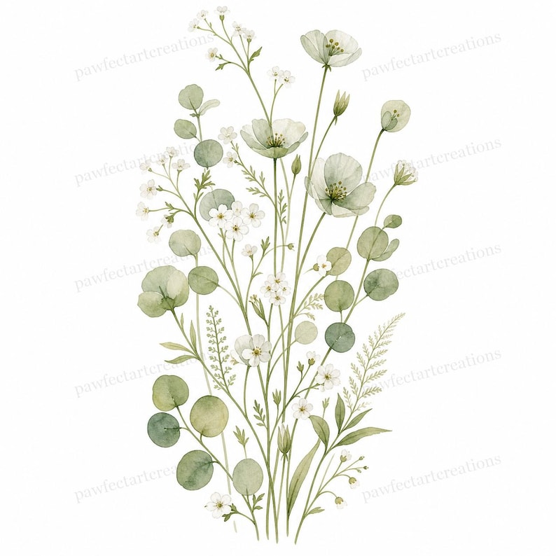 20 Pastel Wildflower Panels Clipart, Wedding Stationery and Journal Borders, Watercolor JPG, Digital Download, Commercial Use